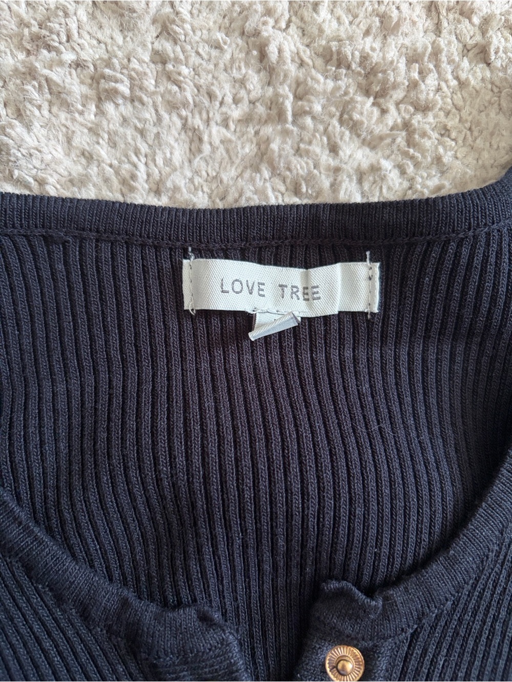 Roma Concept & Love Tree Ribbed Scoop Neck Sweater shirt - Black - Picture 3 of 5